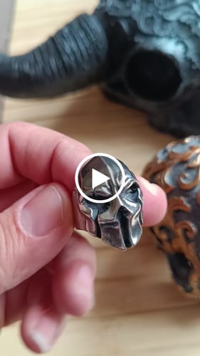 Customer video review of Silver Mask Helmet Ring