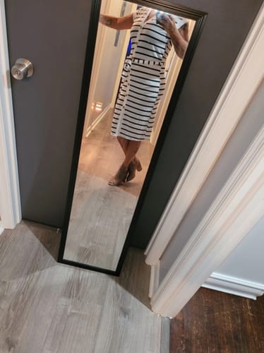 Customer photo review of Vorioal Striped Button Slit Dress