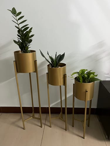 Customer photo review of UnitedCrafts Modern Big Tall Metal Pots Stands for Home Decoration (Set of 3)