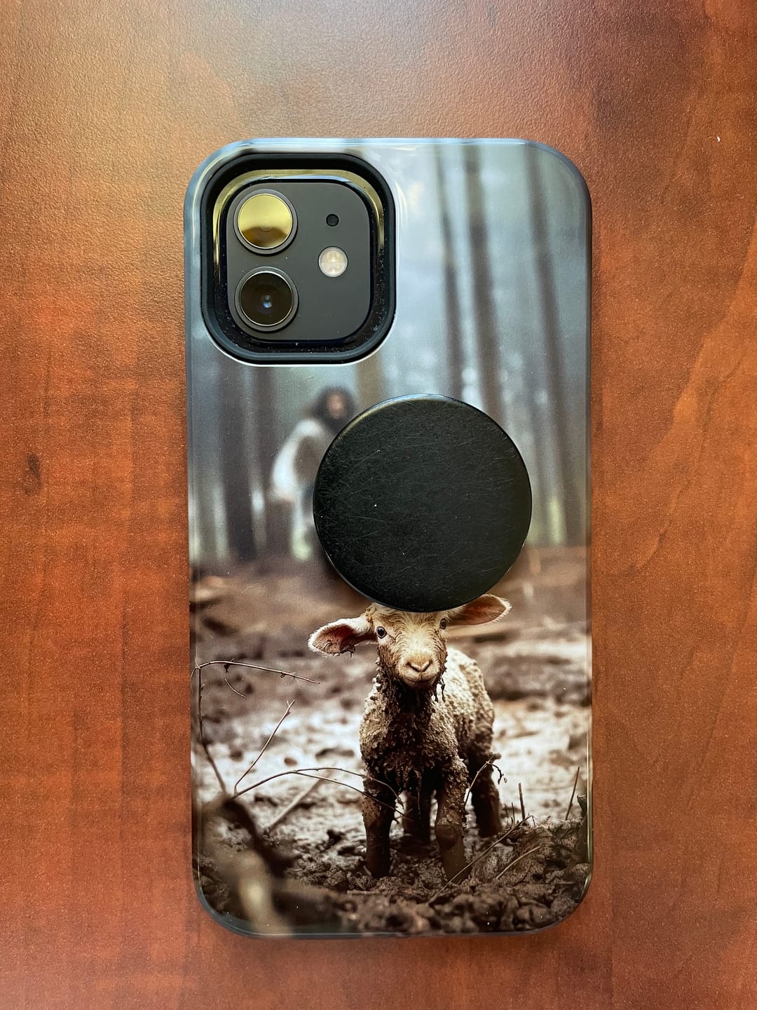 Customer photo review of Jesus With The Sheep, Jesus Running After Lamb, Phone Case