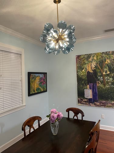 Customer photo review of Cluster Blue Glass Bubble Chandelier
