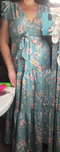 Customer photo review of Vorioal Ruffle Hem Belted Dress
