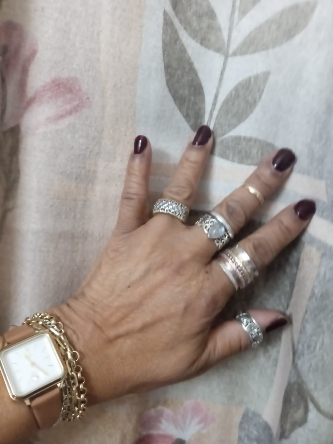 Customer photo review of Two Tone Wide Band Spinner Ring Hammered Sterling Silver