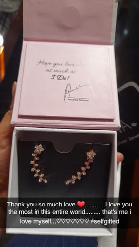 Customer photo review of Rose Gold Floral Branch Ear Cuffs
