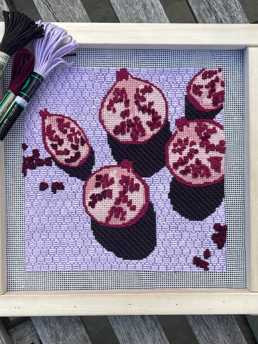 Customer photo review of Still Pomegranates Needlepoint Kit