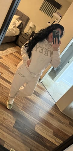 Customer photo review of Wifey Teddy Hoodie - Champagne