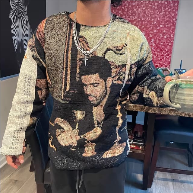 Customer photo review of Drake Hoodie Full Tapestry