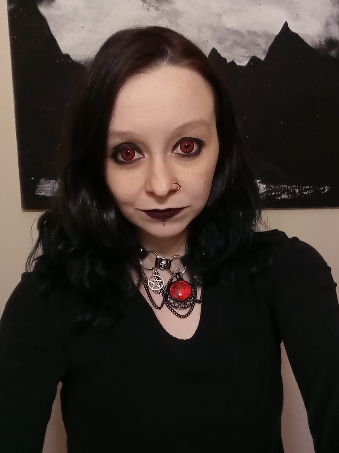 Customer photo review of Cosplay ICE Red Prescription Colored Contact Lenses