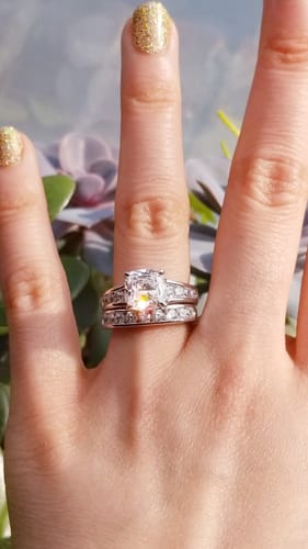 Customer photo review of Solitaire 3ct Cushion CZ Ring in Sterling Silver