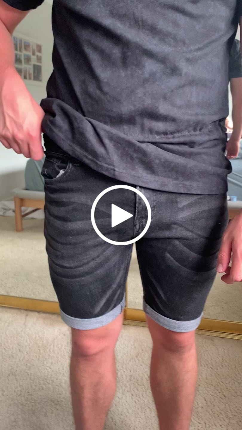 Customer video review of Ultra Stretch Denim Shorts - Black Fade