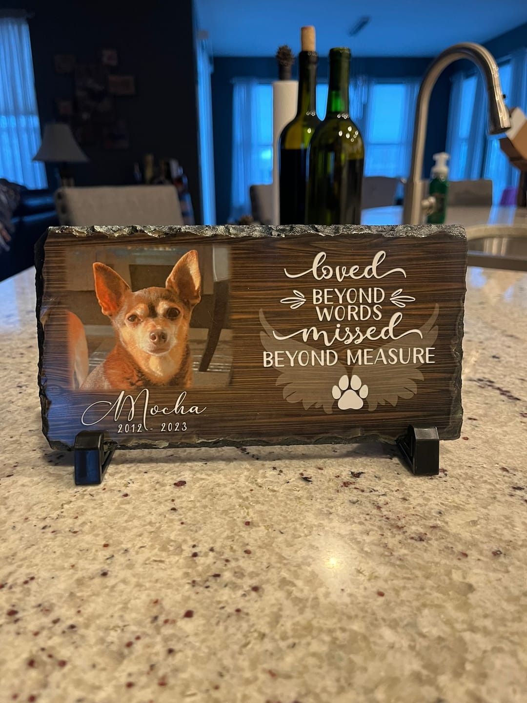 Customer photo review of Personalized Dog Memorial   Loved Beyond Words Missed Beyond Measure  Personalized Picture Keepsake