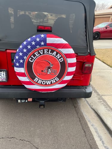 Customer photo review of Cleveland Browns Spare Tire Covers Custom US Flag Style