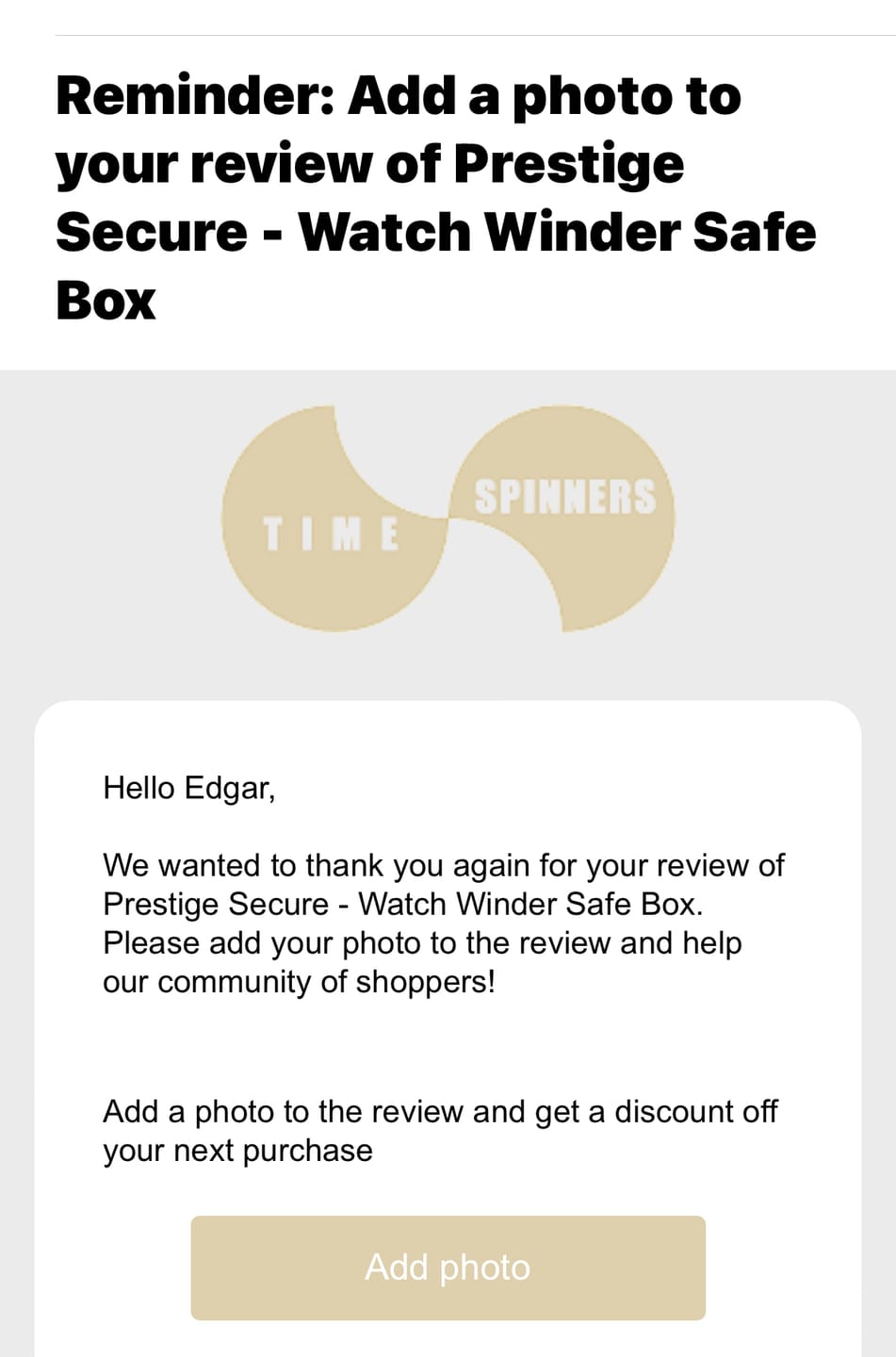 Customer photo review of Prestige Secure - Watch Winder Safe Box