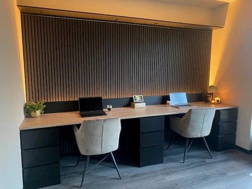 Customer photo review of Wooden Wall Panel | Grey Oak | Acoustic Panels