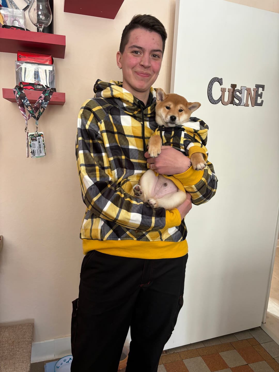 Customer photo review of Yellow Plaid Human Hoodie