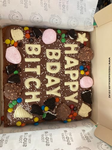 Customer photo review of Custom message birthday brownie