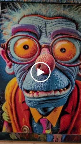 Customer video review of 5D Diamond Painting AB Steine Blue Face Character