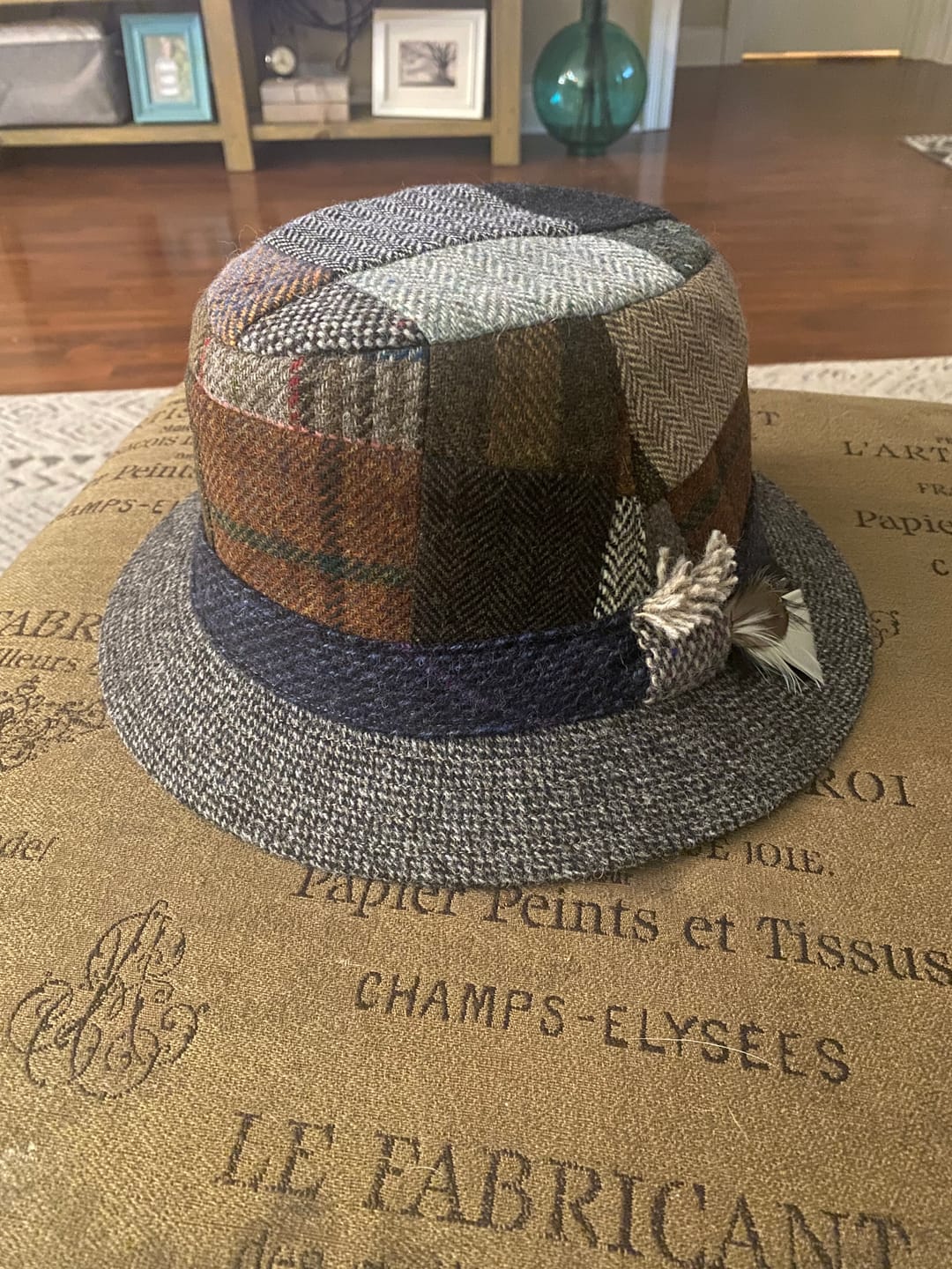 Customer photo review of Walking Hat Patchwork Tweed