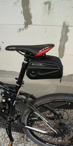 Customer photo review of Waterproof Hard Shell Bicycle Saddle Bag - MTB - Road Bike
