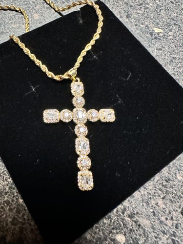 Customer photo review of Monaco CZ Cross Necklace
