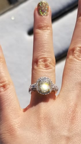 Customer photo review of Halo Art Deco Oval CZ Ring in Sterling Silver