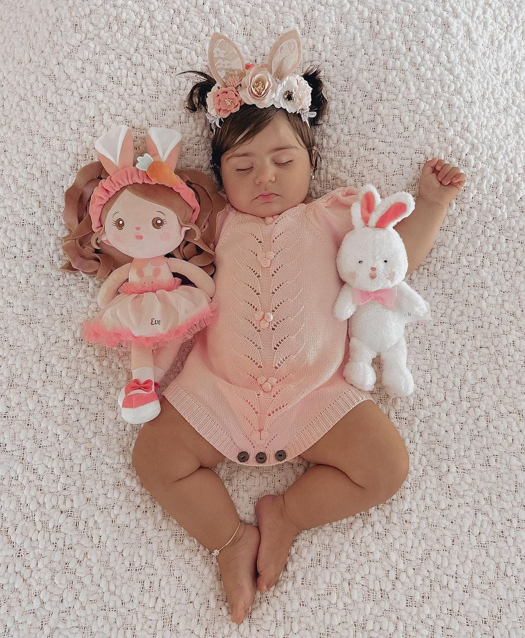 Customer photo review of Personalized Big Ears Bunny Plush Baby Girl Doll