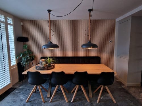 Customer photo review of Wooden Wall Panel | Smoked Oak | Acoustic Panels