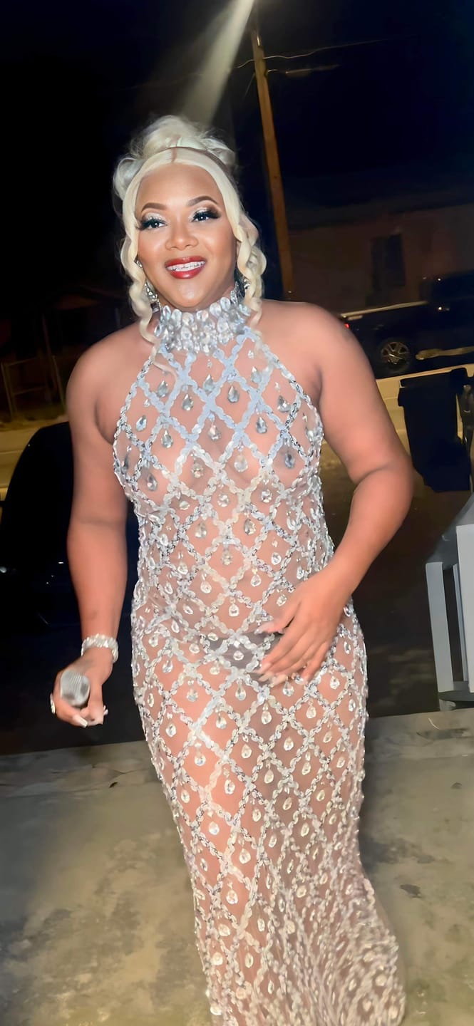 Customer photo review of Midnight Rhinestone Dress