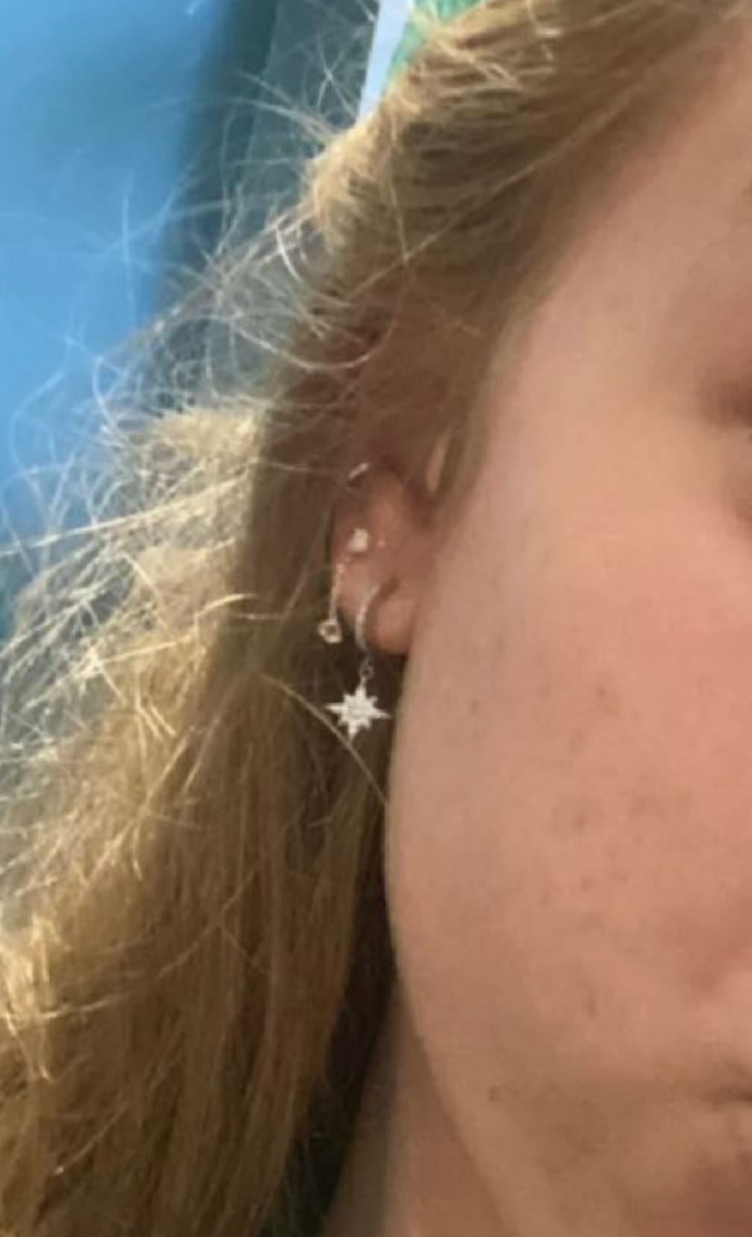 Customer photo review of VENUS North Star Pavé Huggie Hoop