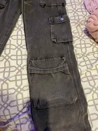 Customer photo review of High-Rise Double Cargo Jeans - Grey Wash