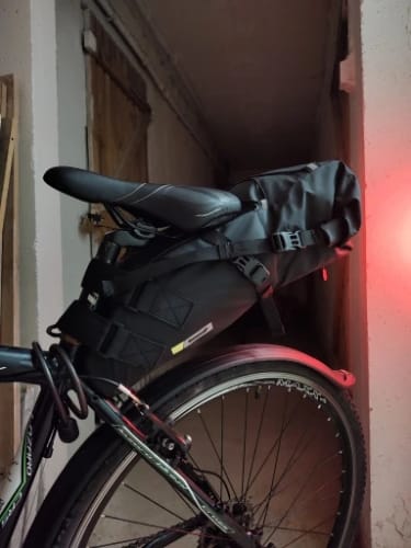 Customer photo review of Bike Saddle Bag Waterproof (5L-13L) - Large Capacity - Foldable - Reflective Cycling MTB Trunk