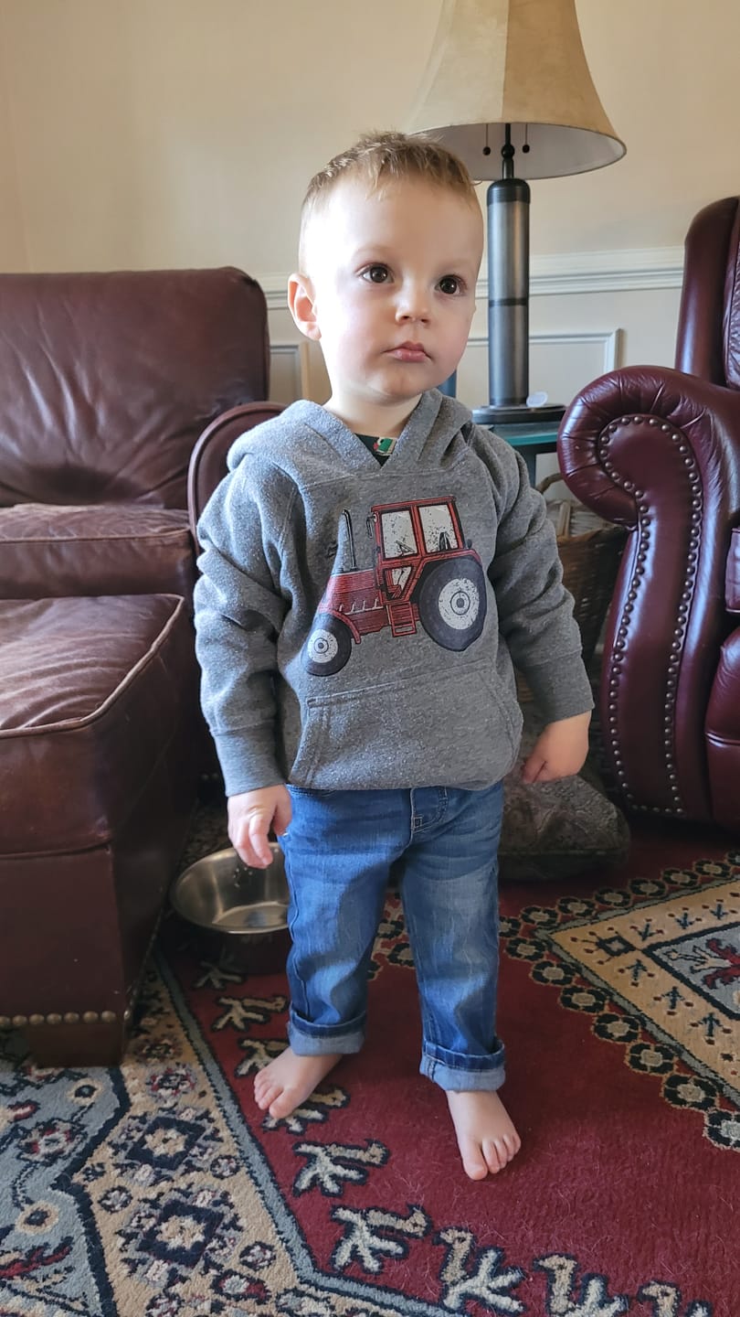 Customer photo review of 'Red Tractor' Youth & Toddler Hoodie