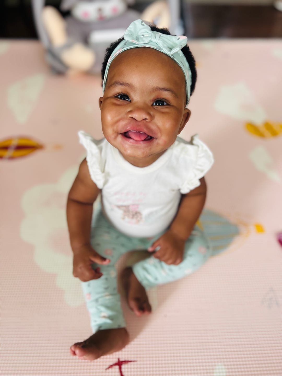 Customer photo review of Sunset Geo/ In The Clouds Pink Play Mat