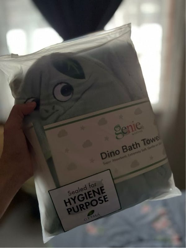 Customer photo review of Genie Dino Bath Towel