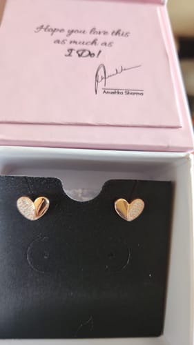 Customer photo review of Rose Gold Made for Each Other Stud Earrings