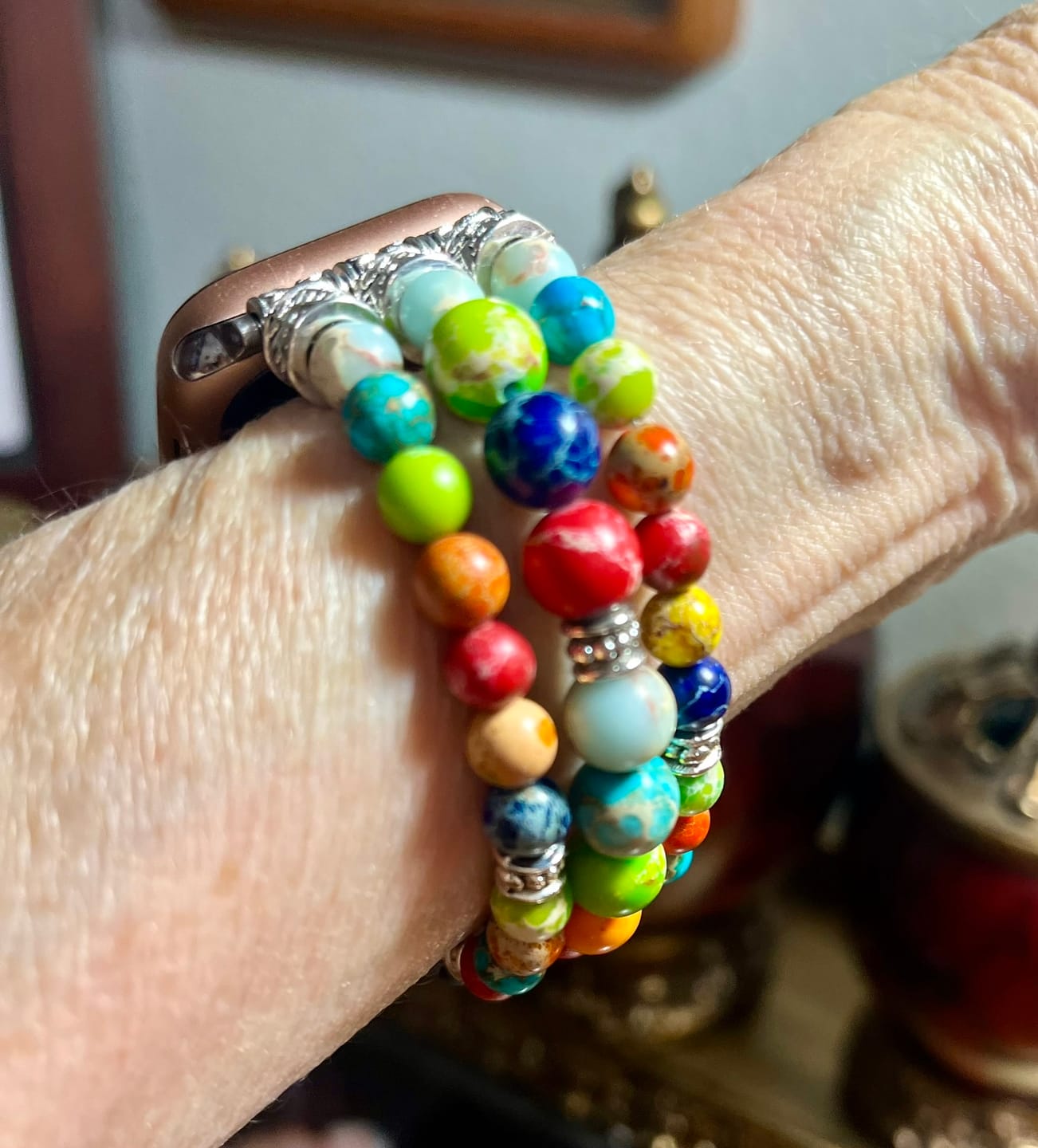 Customer photo review of Vibrant Chakra Stretch Apple Watch Strap