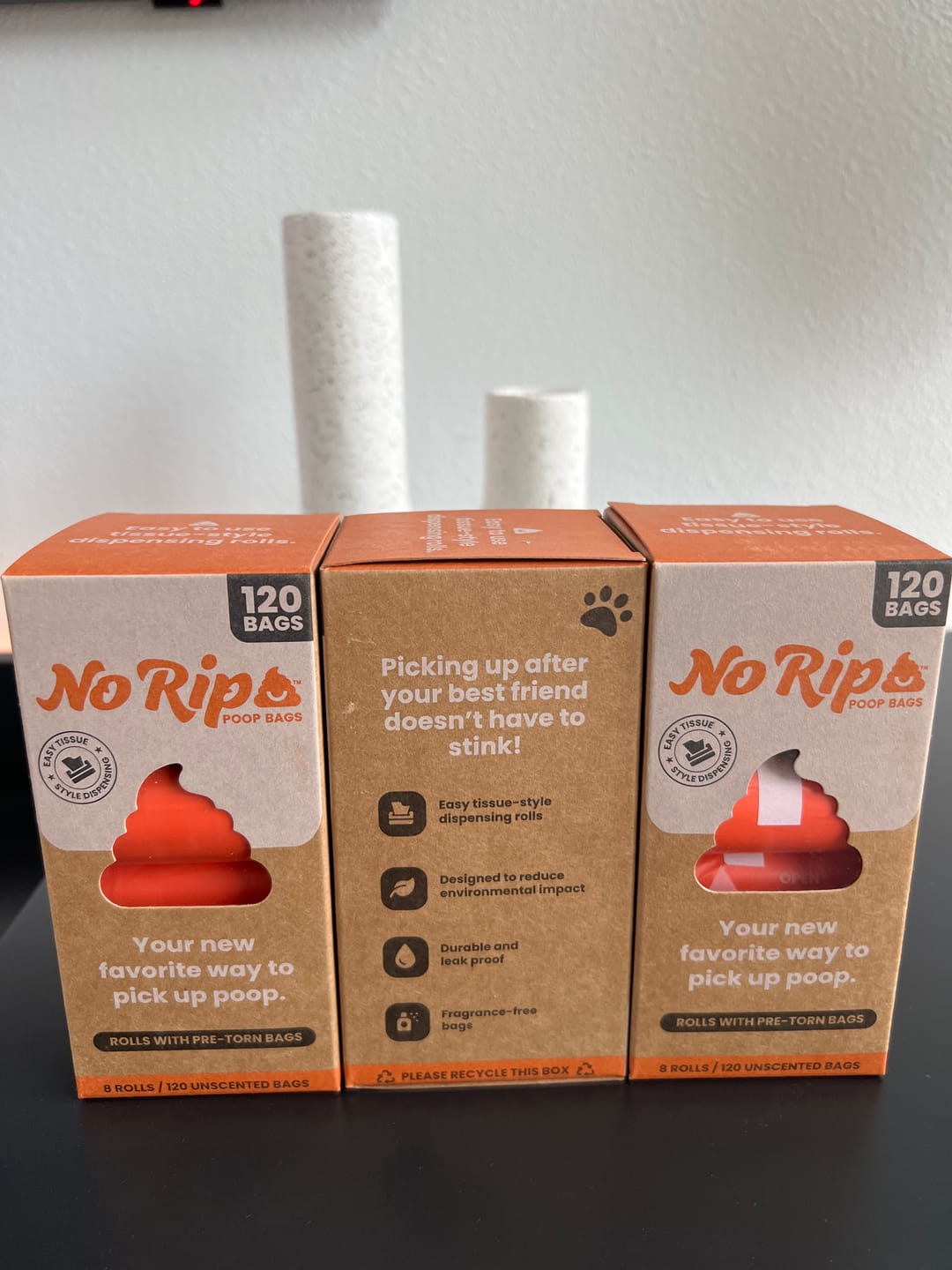 Customer photo review of No Rip Poop Bags Pack of 3 • 24 Rolls Count, 360 Bags