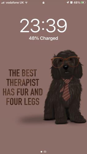Customer photo review of Black Cockapoo Therapist Phone Wallpaper
