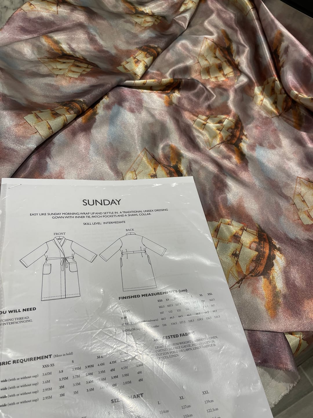 Customer photo review of Sailing Ships Satin Fabric