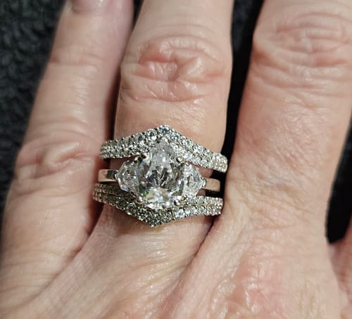 Customer photo review of 3-Stone 1.8ct Pear CZ Ring in Sterling Silver