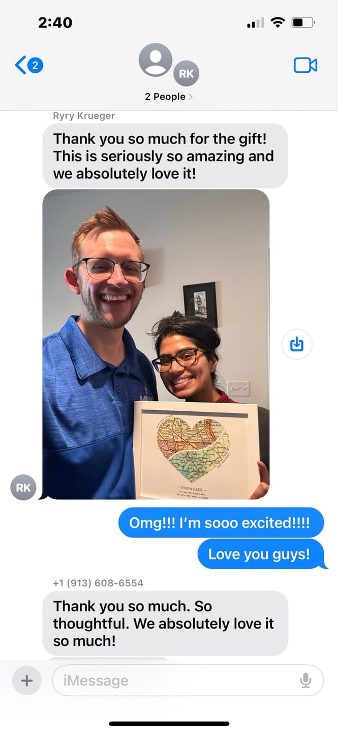 Customer photo review of Personalized Heart Map Print
