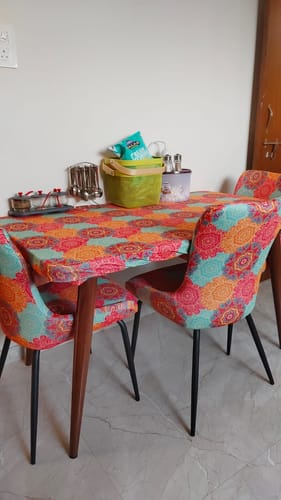 Customer photo review of Multi-colored Vintage Design Elastic Table Chair Covers