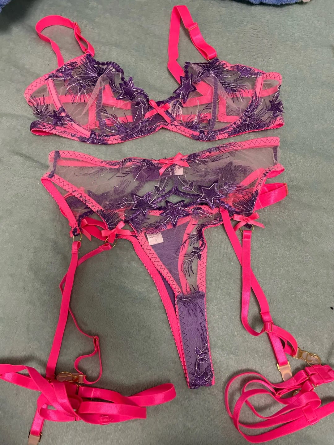 Customer photo review of Lingerie Set - Floral Pink