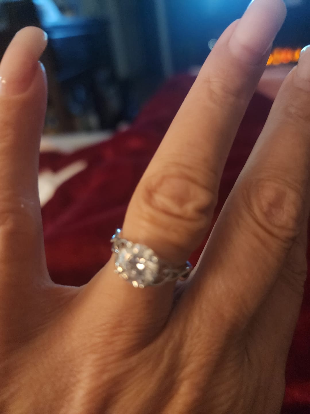 Customer photo review of Entwined Celtic Love Knot Solitaire Moissanite Engagement Ring