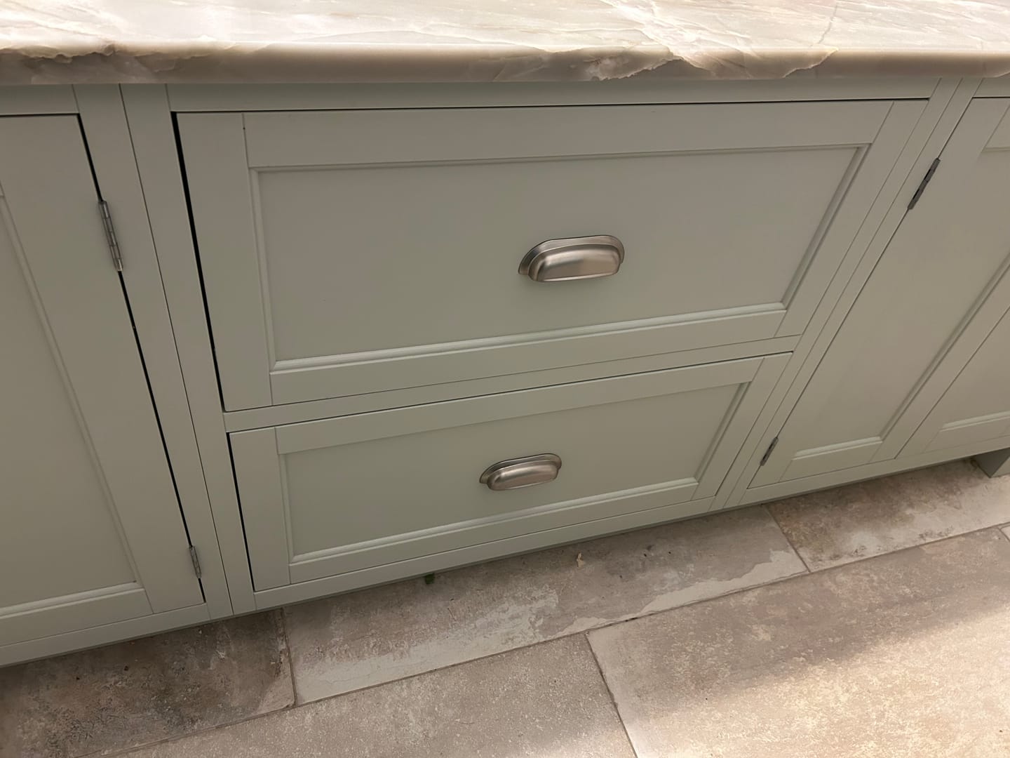 Customer photo review of Hampton Brushed Satin Nickel Cupboard Handles
