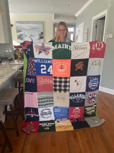T-shirt quilt featuring indiana university field hockey team by Julene from DE