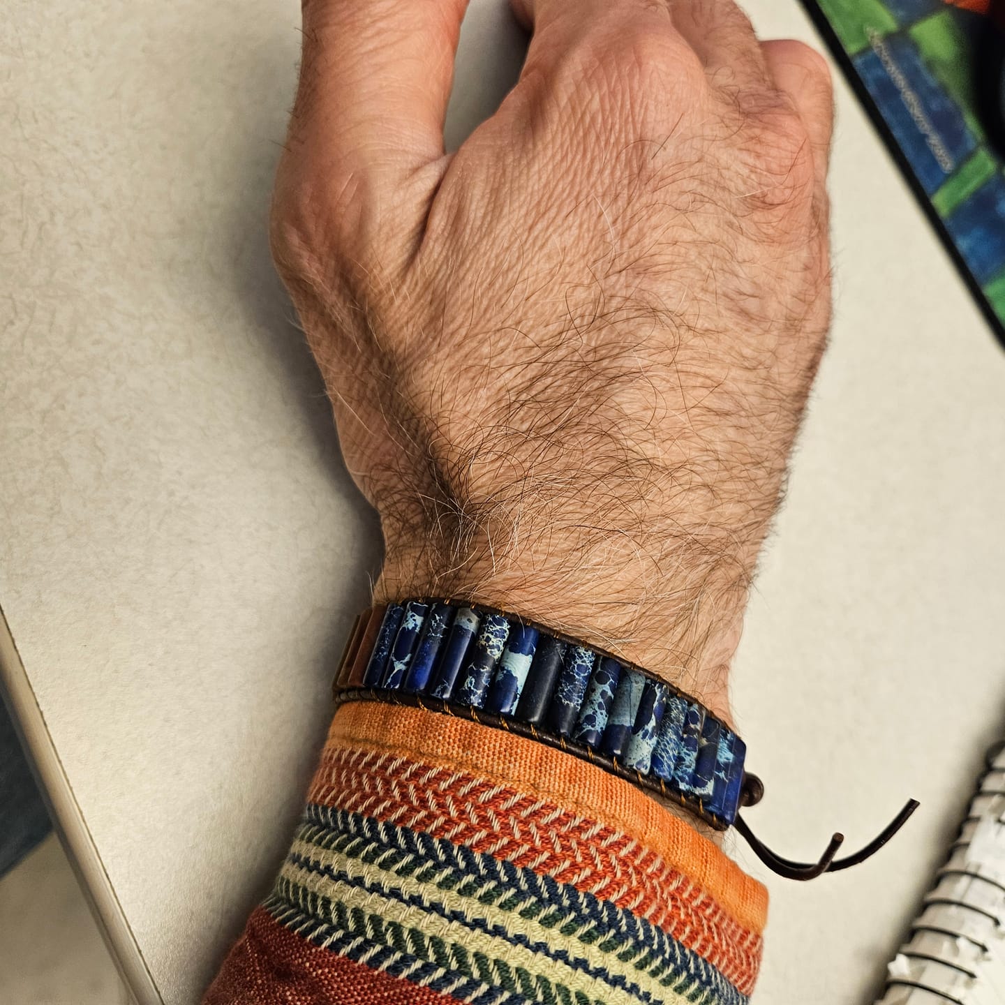 Customer photo review of Men's Warrior Jasper Bracelet