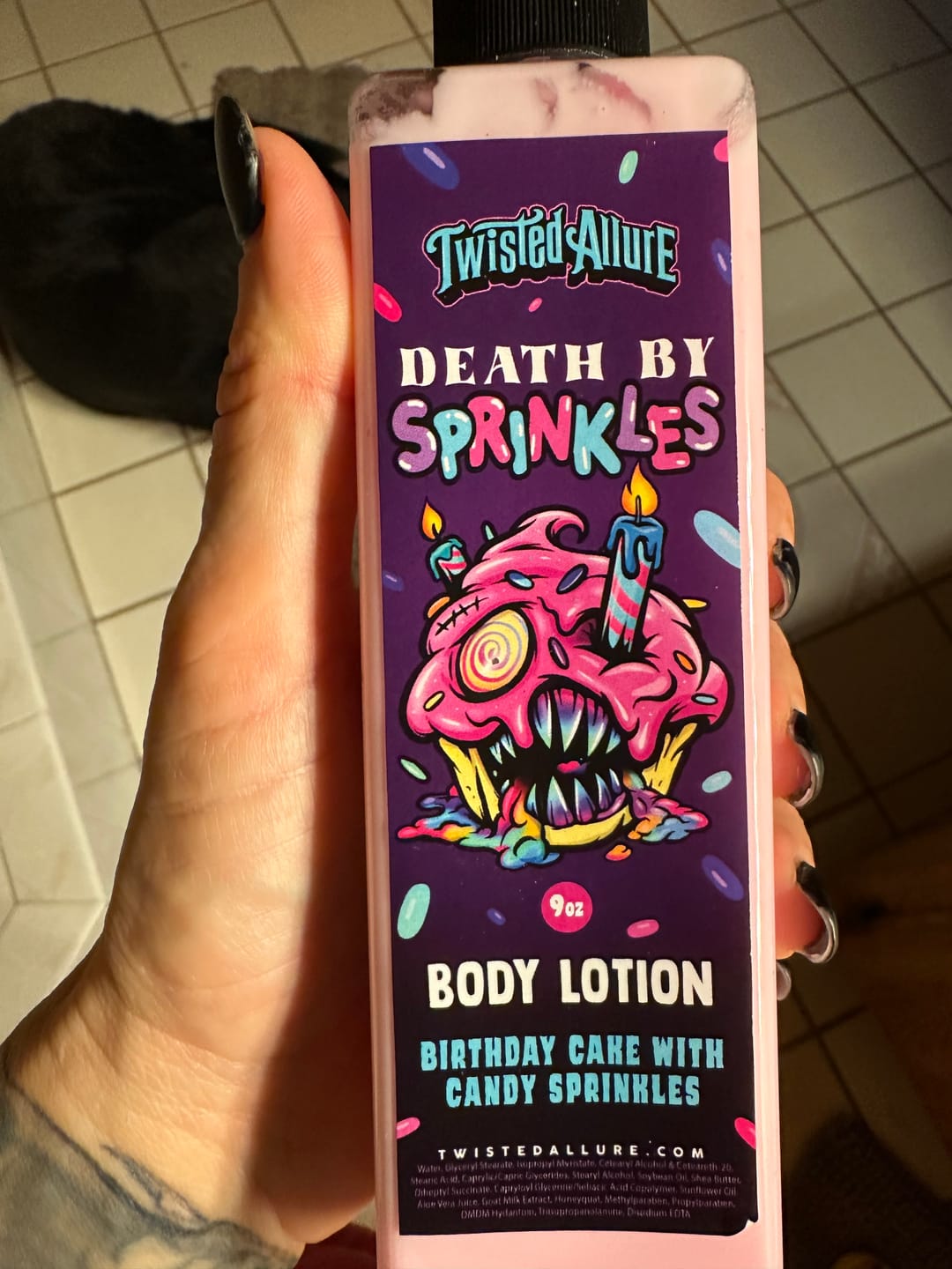 Customer photo review of Death by Sprinkles Body Lotion (Birthday Cake)