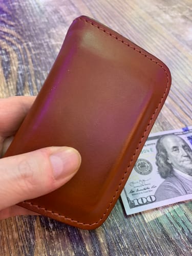 Customer photo review of No.52 | 'Chestnut' Vertical Leather Wallet For Men