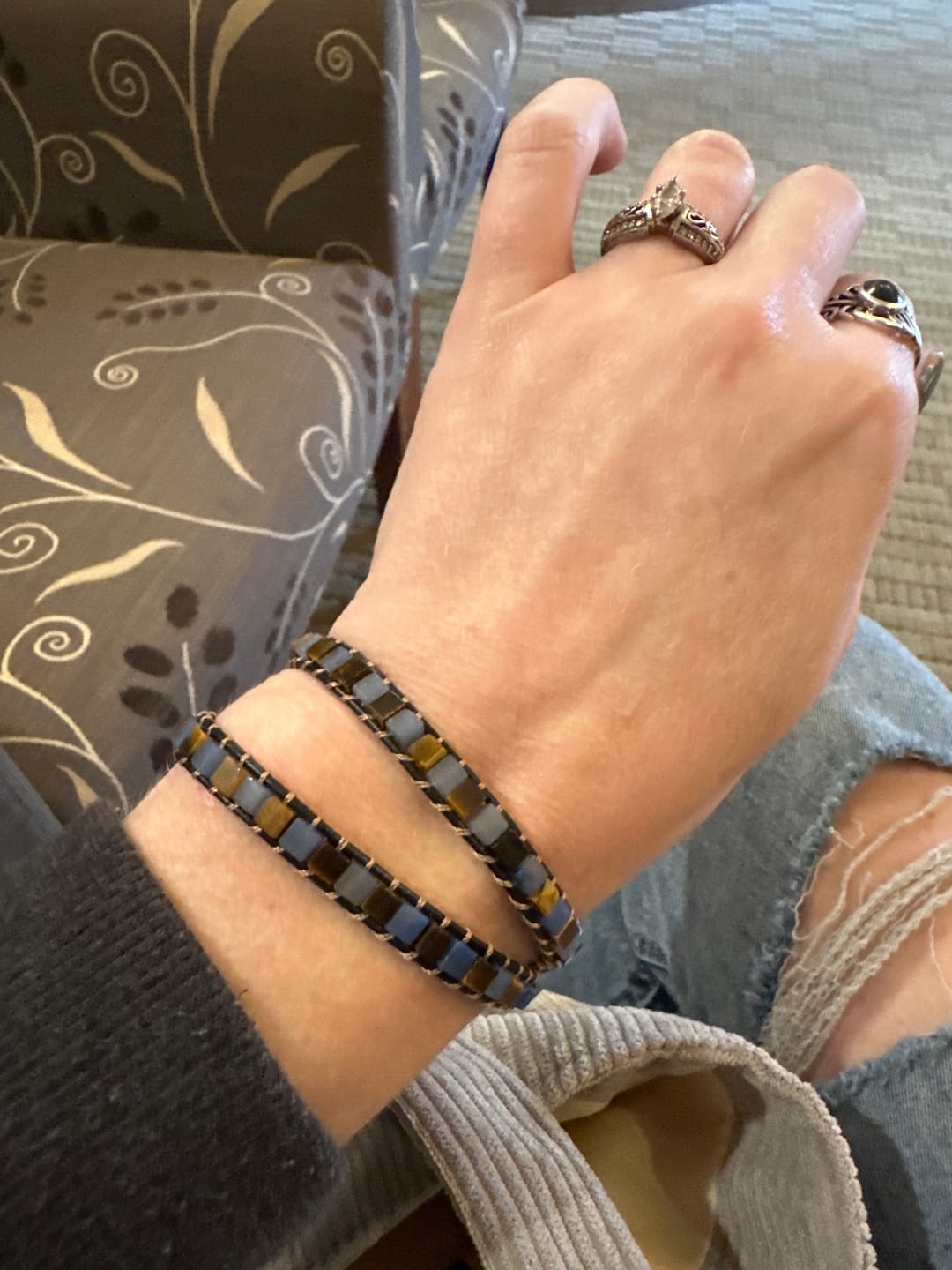 Customer photo review of Celestial Natural Stone Leather Bracelet